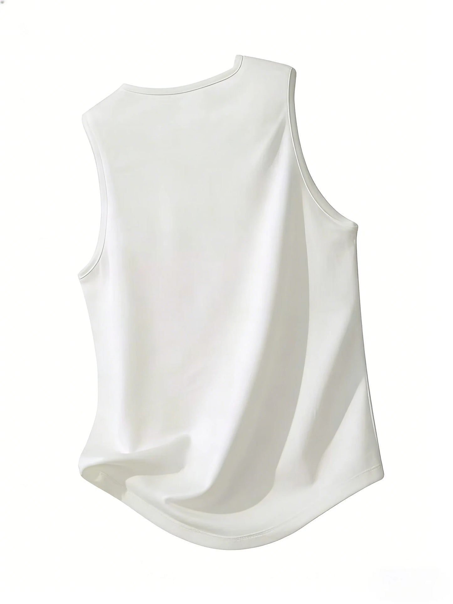 Men's sleeveless vest - Heavyweight 100% pure cotton shirt, retro IS letter print, breathable and fitted muscle T-shirt